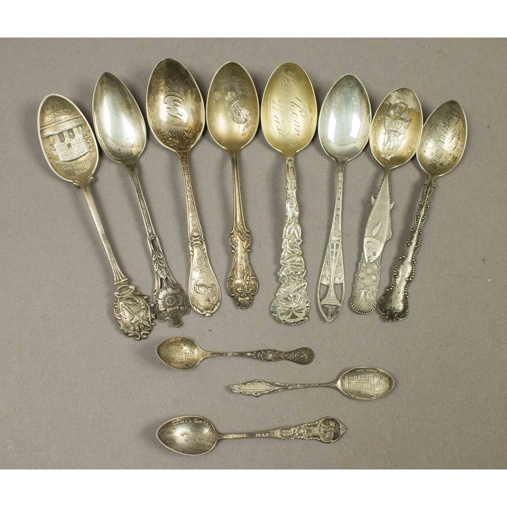 11 Assorted Sterling Collector Spoons Witherell's Auction House