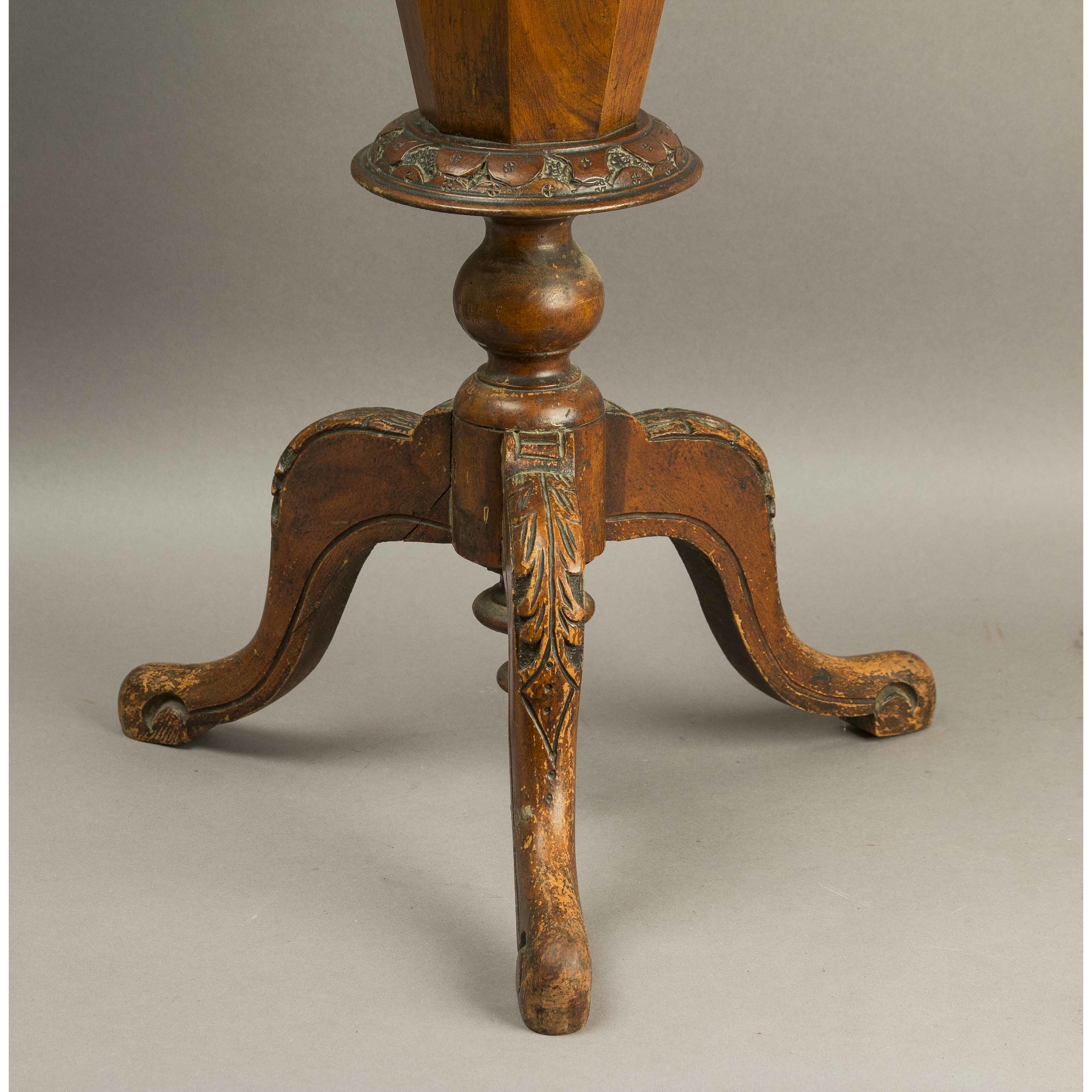 Victorian Walnut Sewing Stand with Inlaid Top | Witherell's Auction House