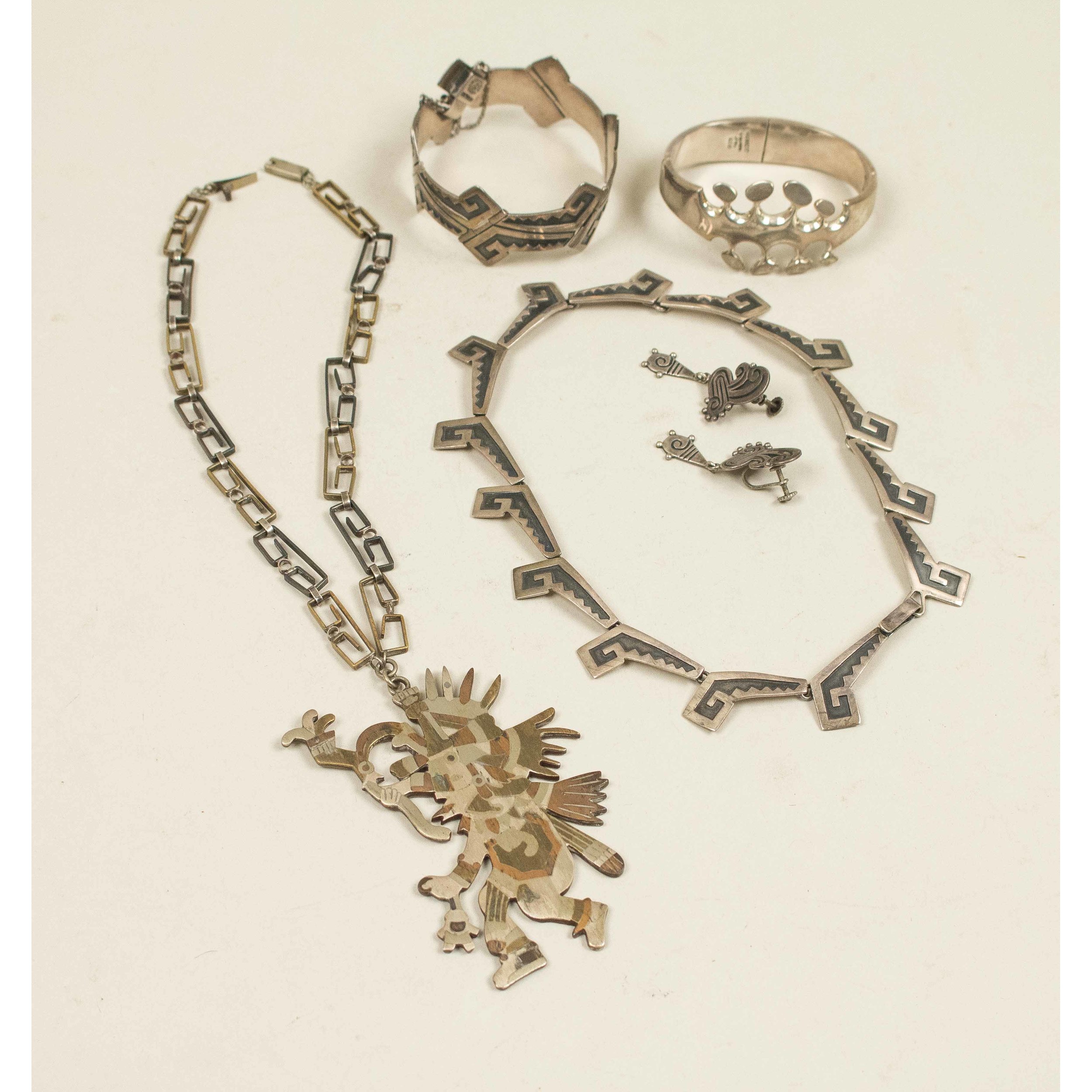 Sterling Silver Mexican Jewelry, 7.8 ozt. Witherell's Auction House