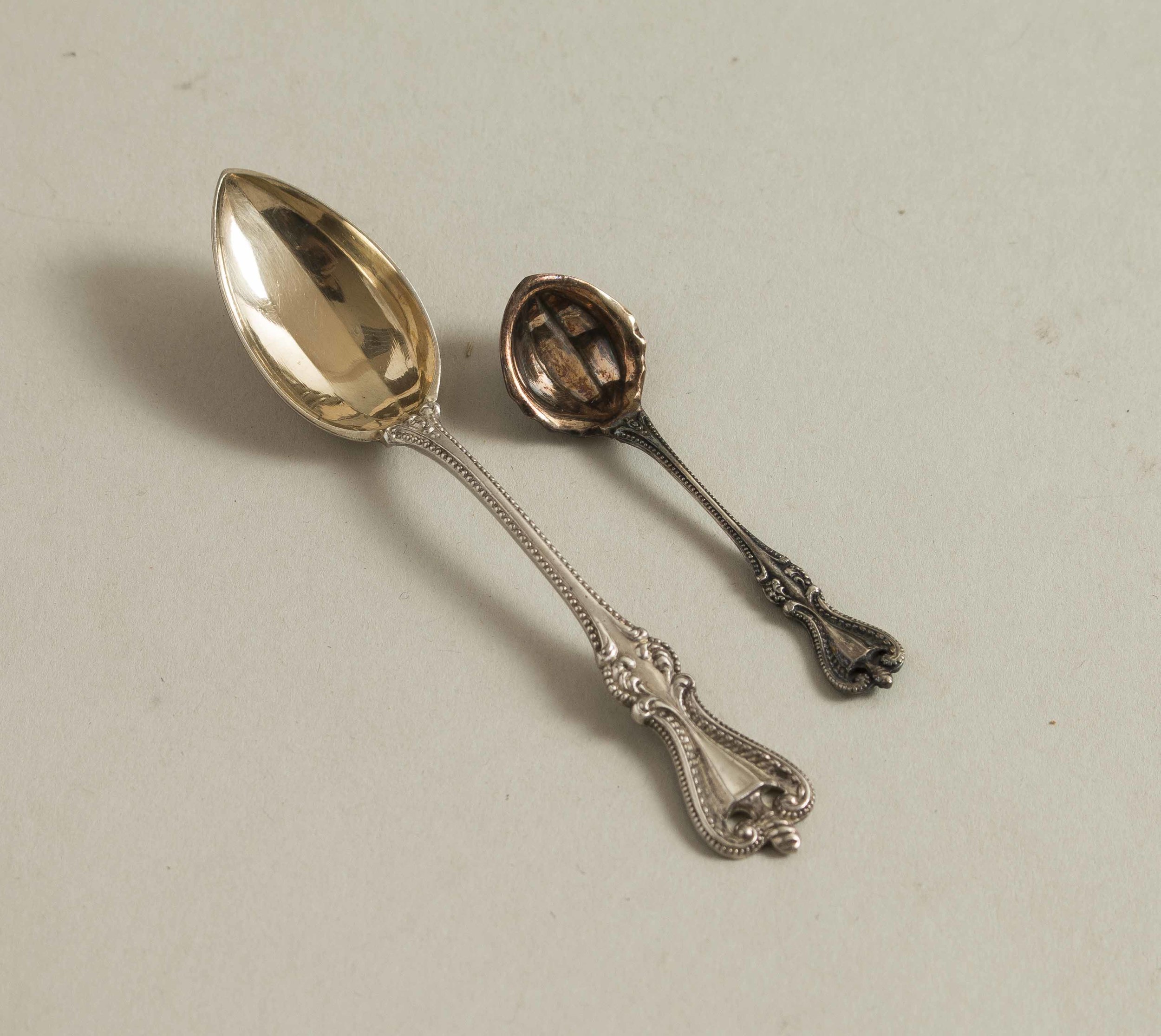 Gilt Sterling Demitasse & Salt Spoons, Old Colonial Witherell's
