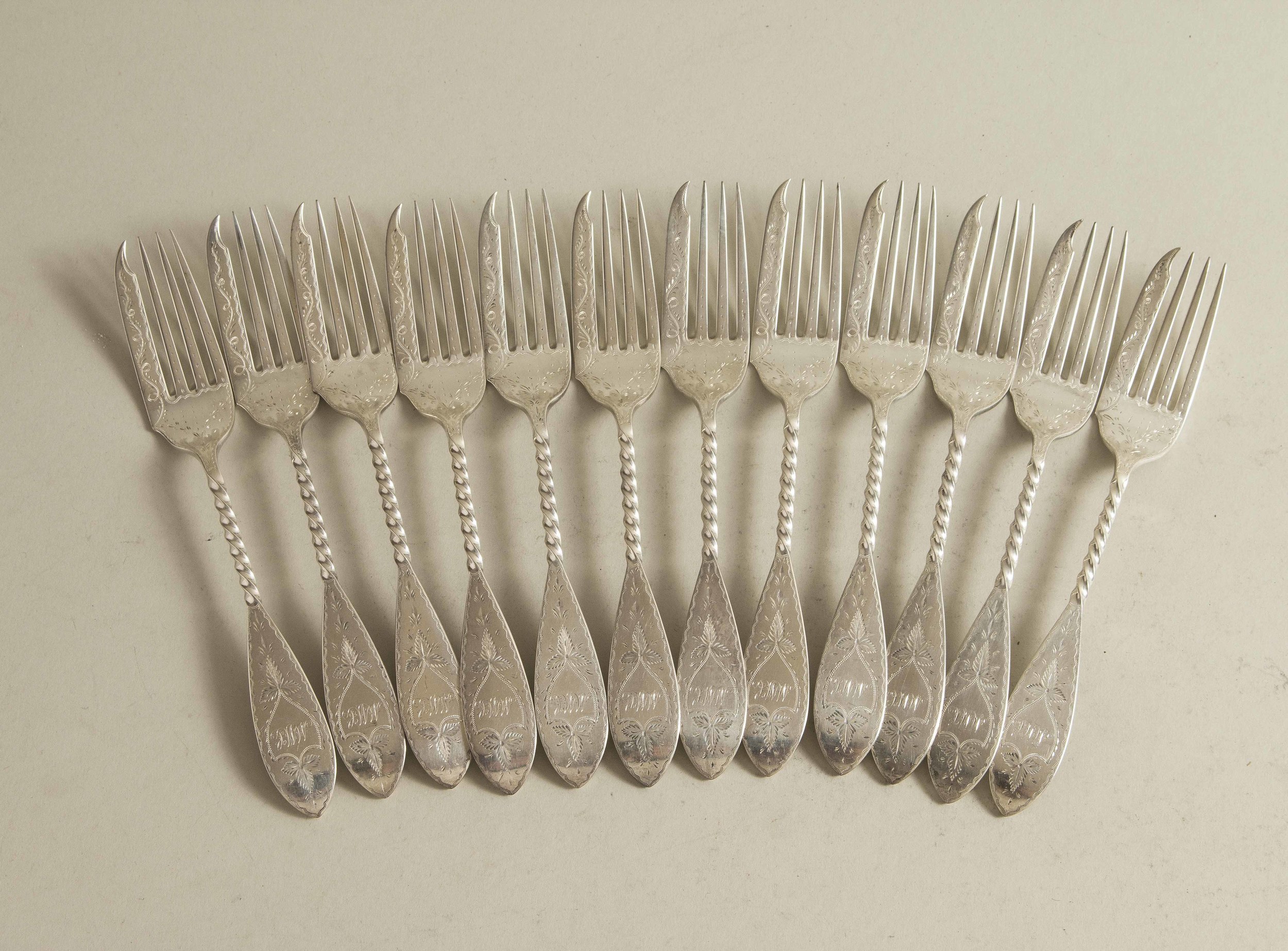 Twelve Silver Forks, Bailey & Co. Witherell's Auction House