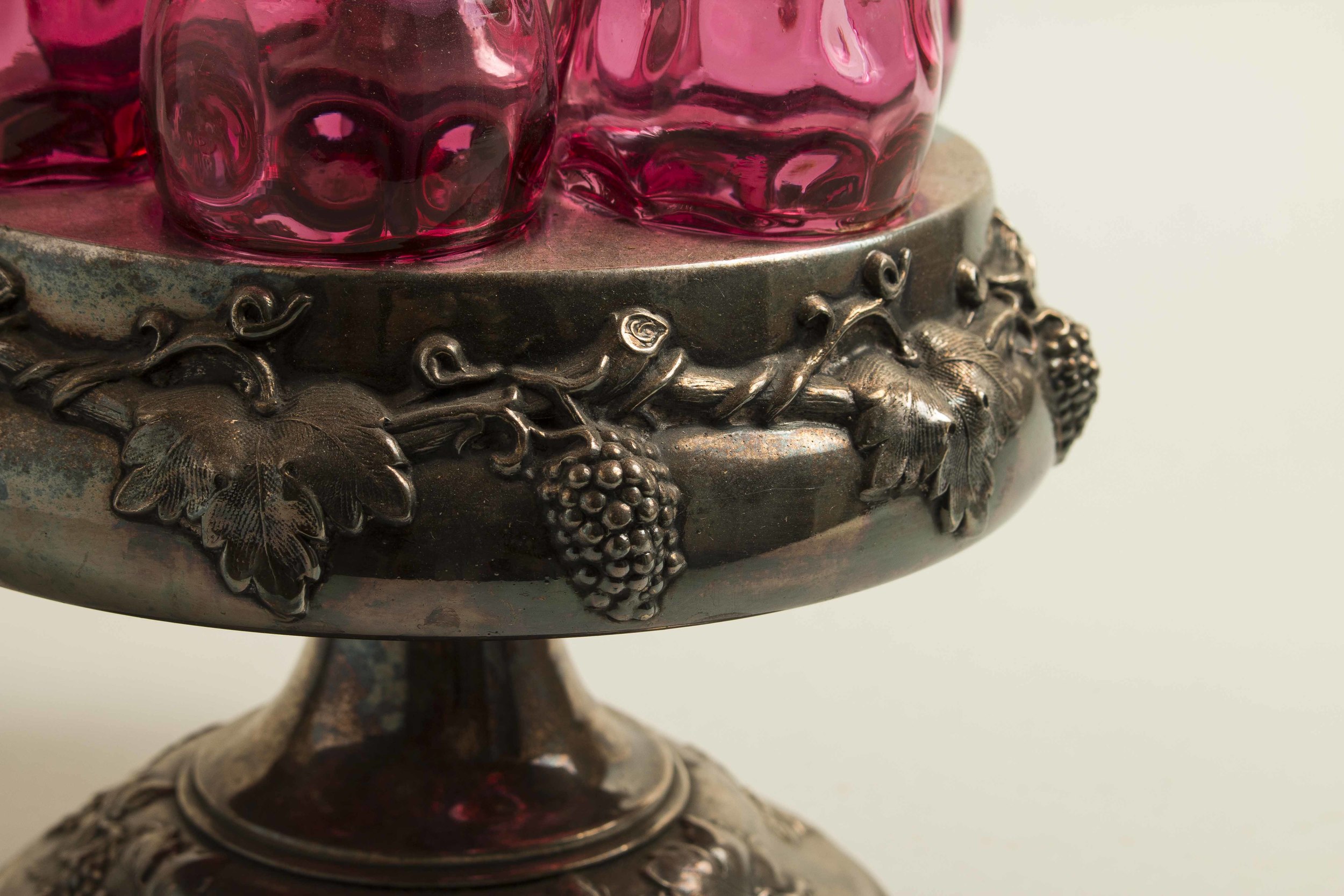 7 Piece Cranberry Glass Cruet Set Witherell's Auction House