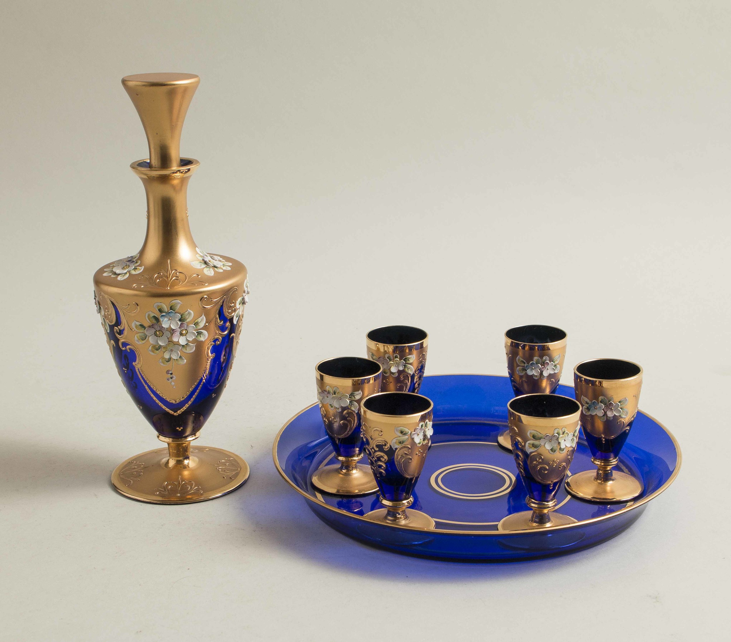 Italian Enameled Glass Decanter Set Witherell's Auction House