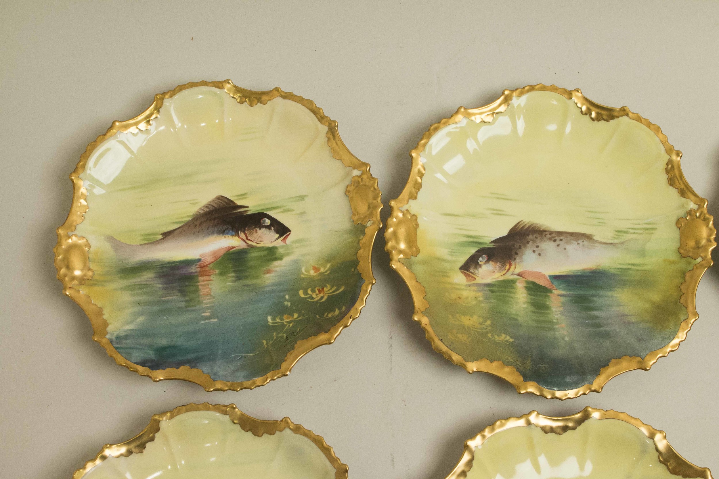 Six Limoges Porcelain Fish Plates Witherell's Auction House
