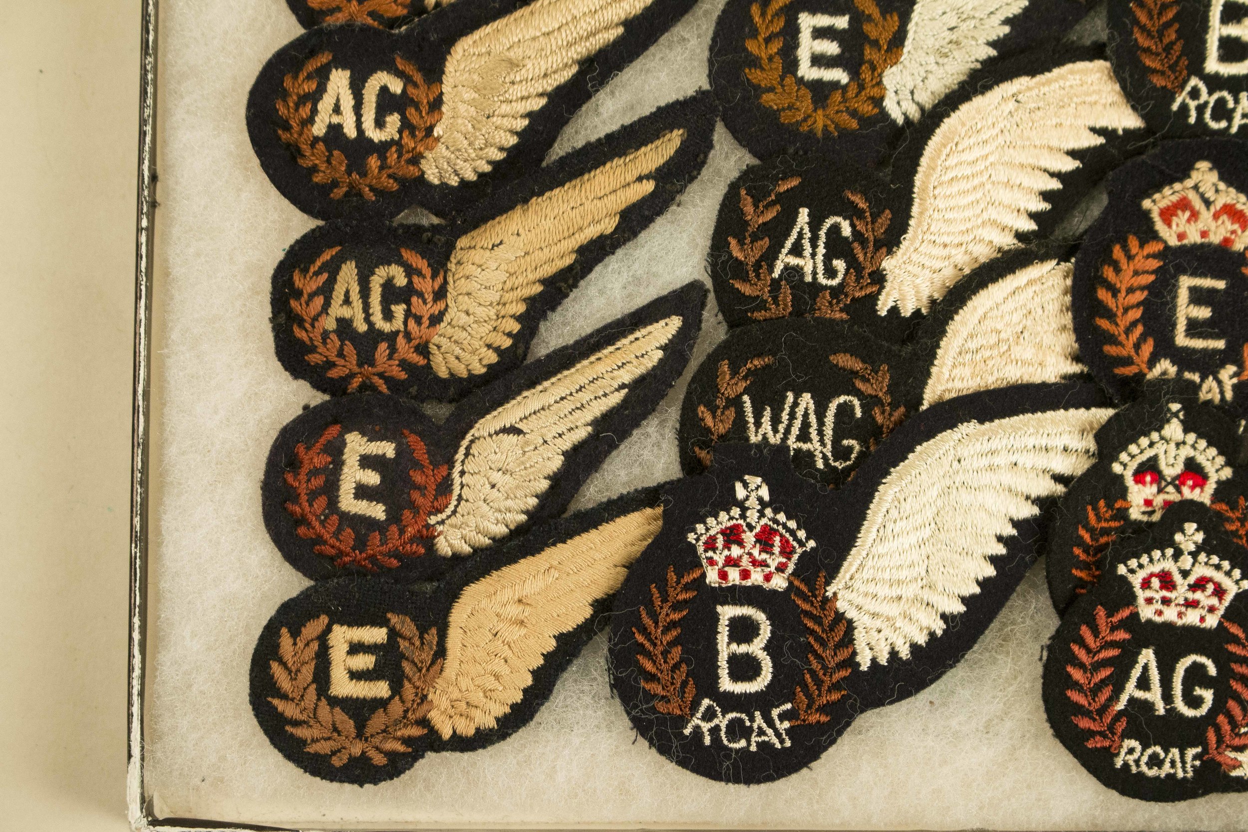 2 Frames of Cloth Canadian and British Wings, incl. 62 halfwings, 33