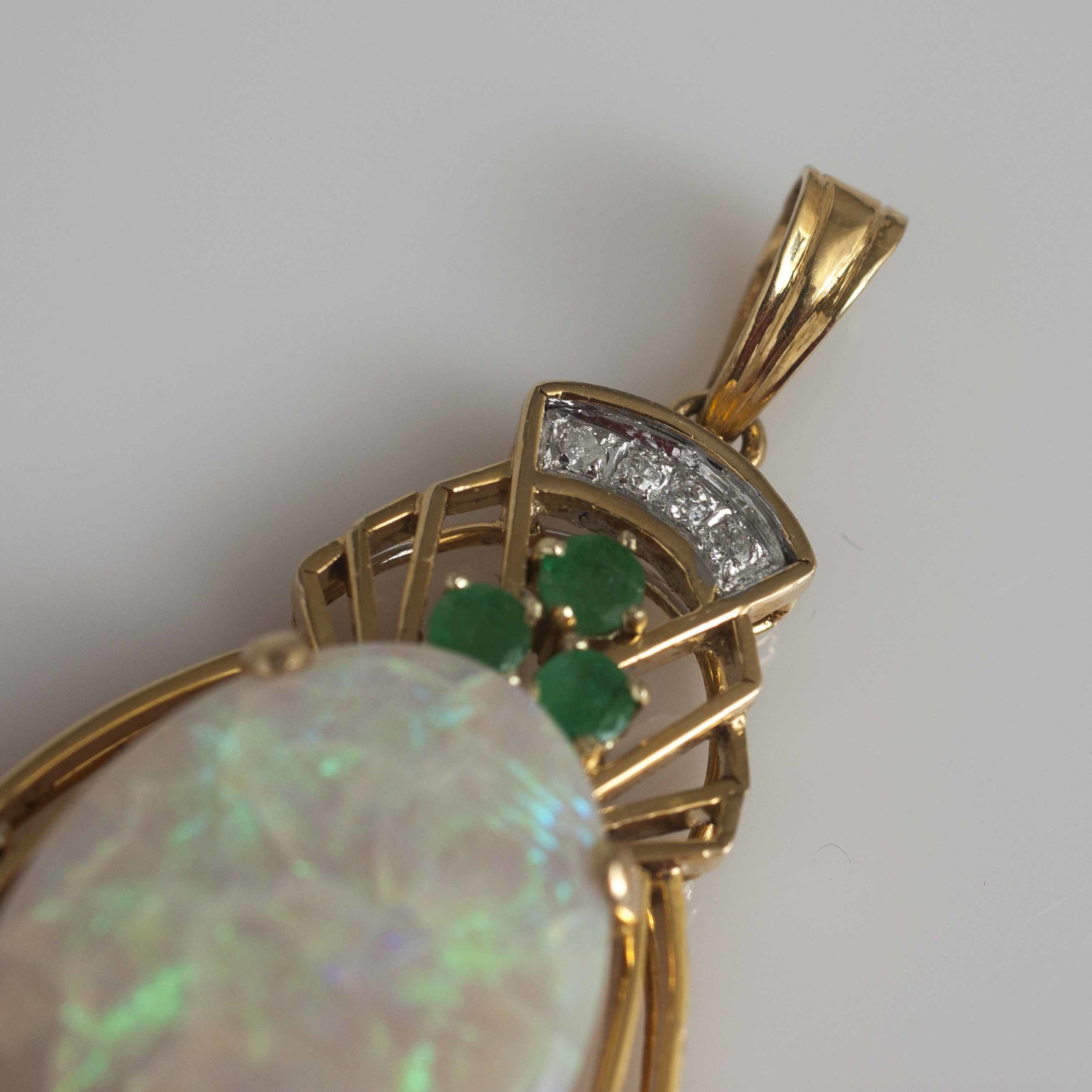 Opal Emerald Diamond 14k Pendant Witherell's Auction House