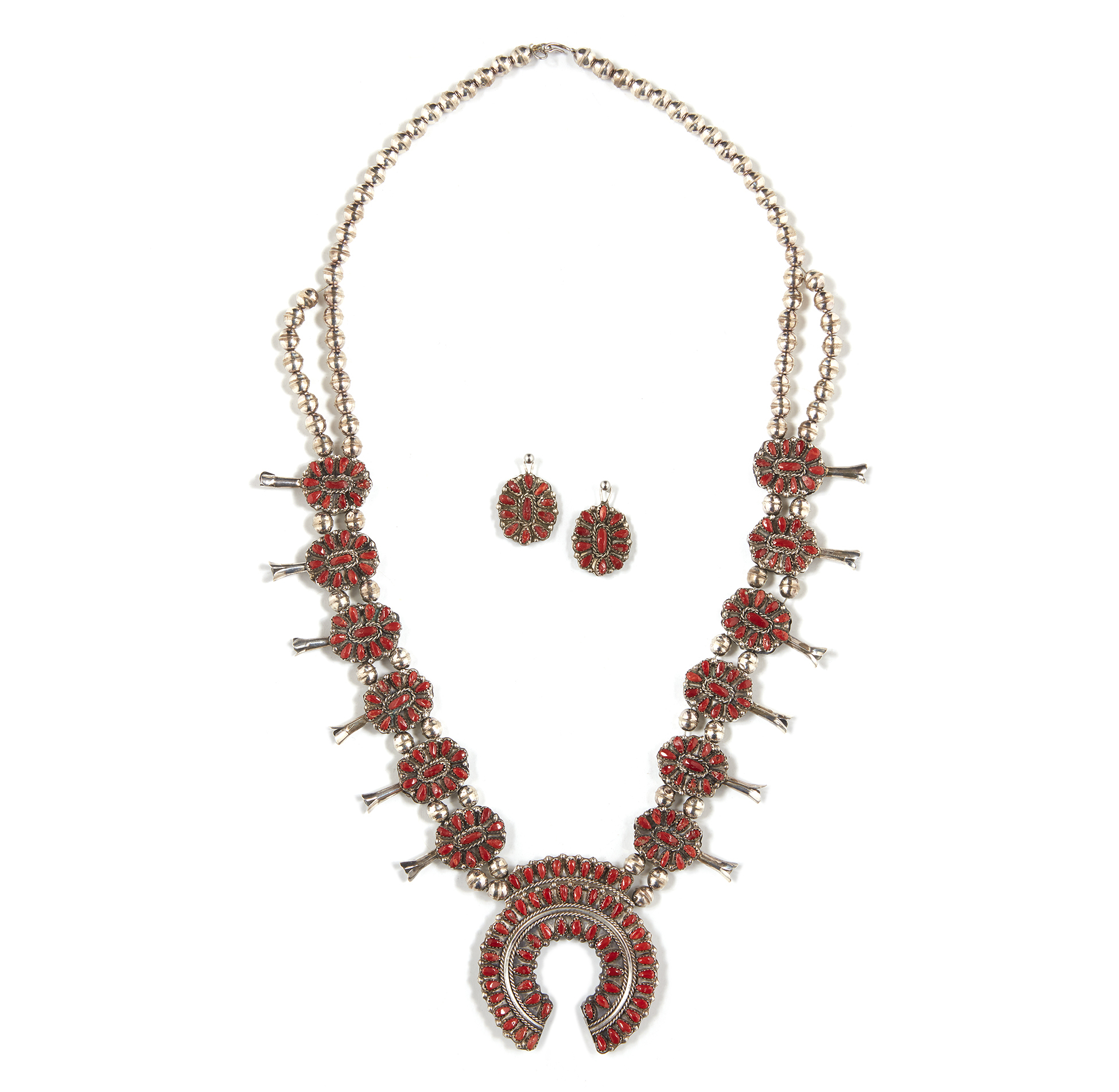 Reversible Southwest Squash Blossom Necklace and Earrings Witherell's