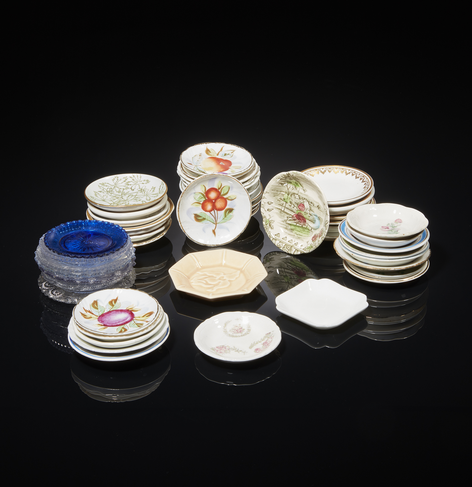 Forty Nine Assorted Glass & Porcelain Cup Plates Witherell's Auction
