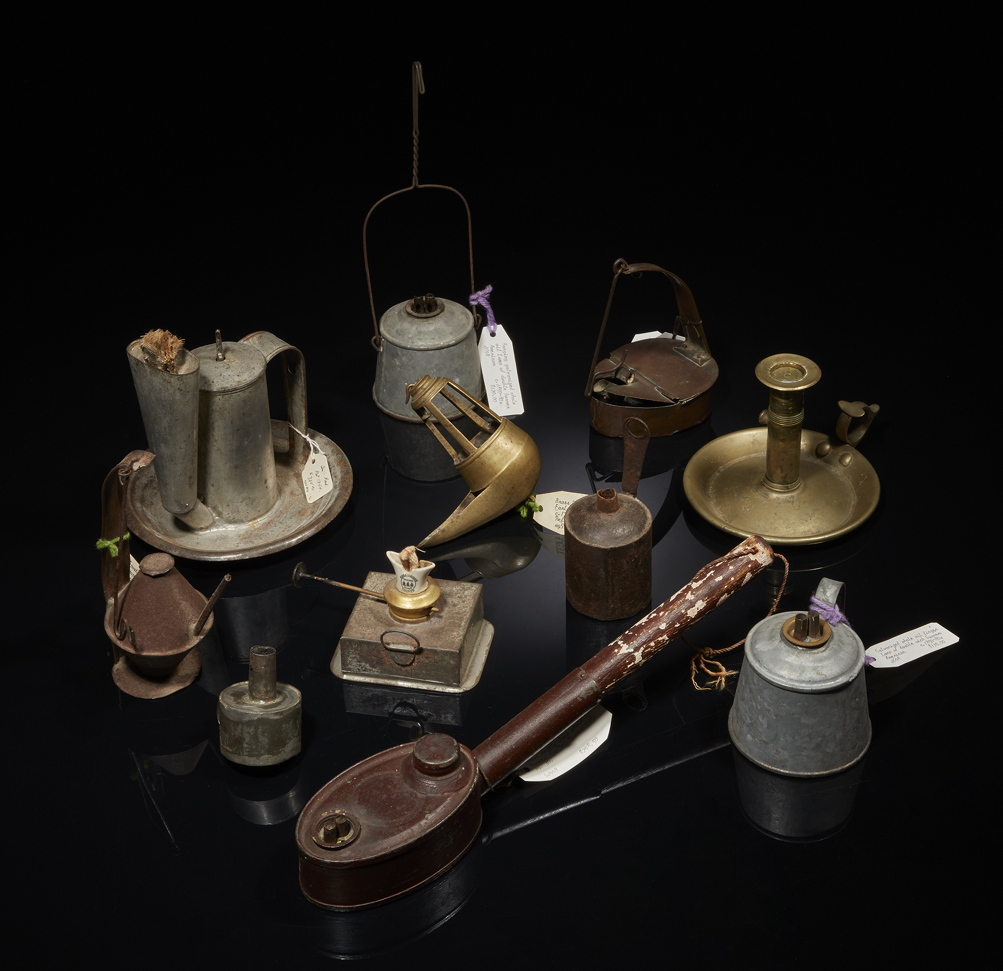 Assorted Brass and Tin Oil Lamps Witherell's Auction House