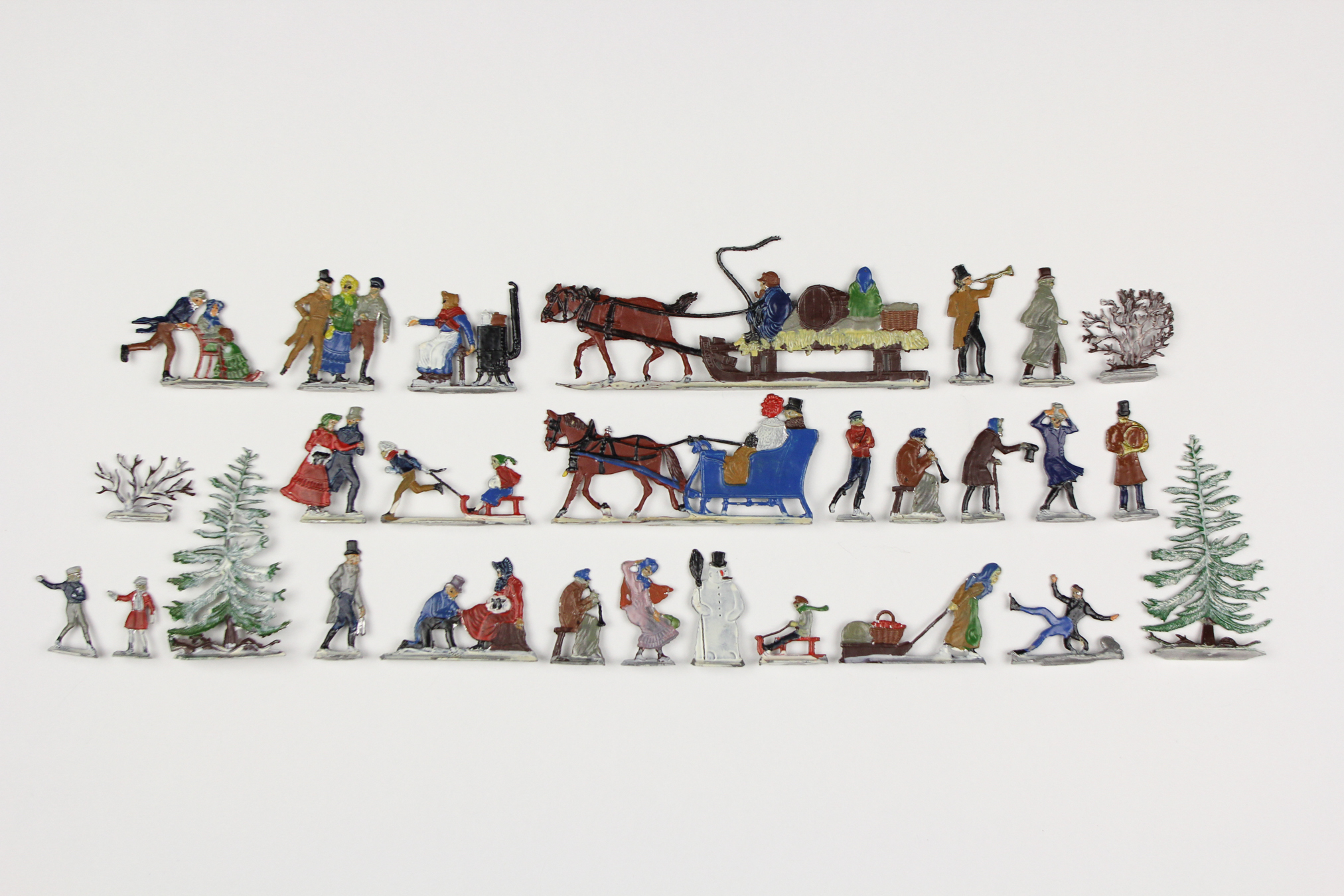 28 German Polychrome Enamel Painted Pewter Miniature Figures