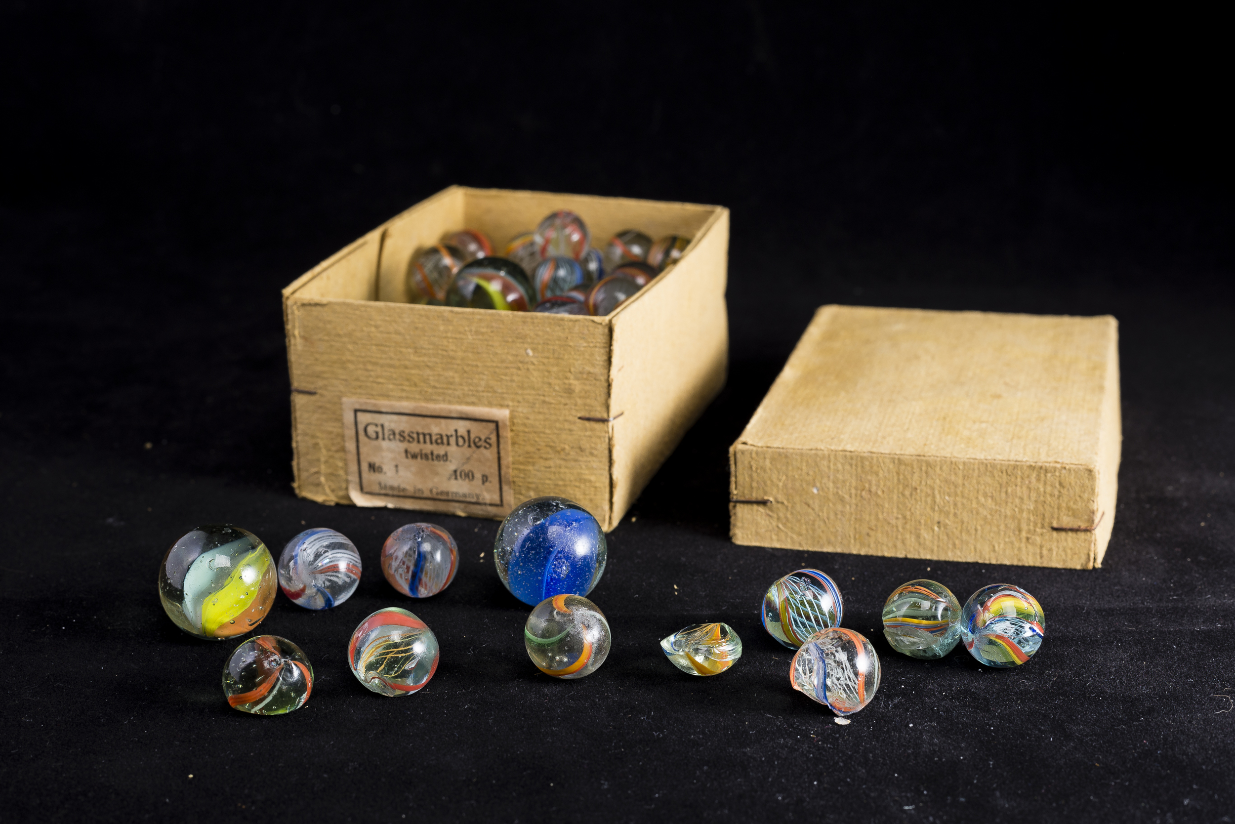 Boxed German Glass Marbles (Victorian Swirl Design) Witherell's