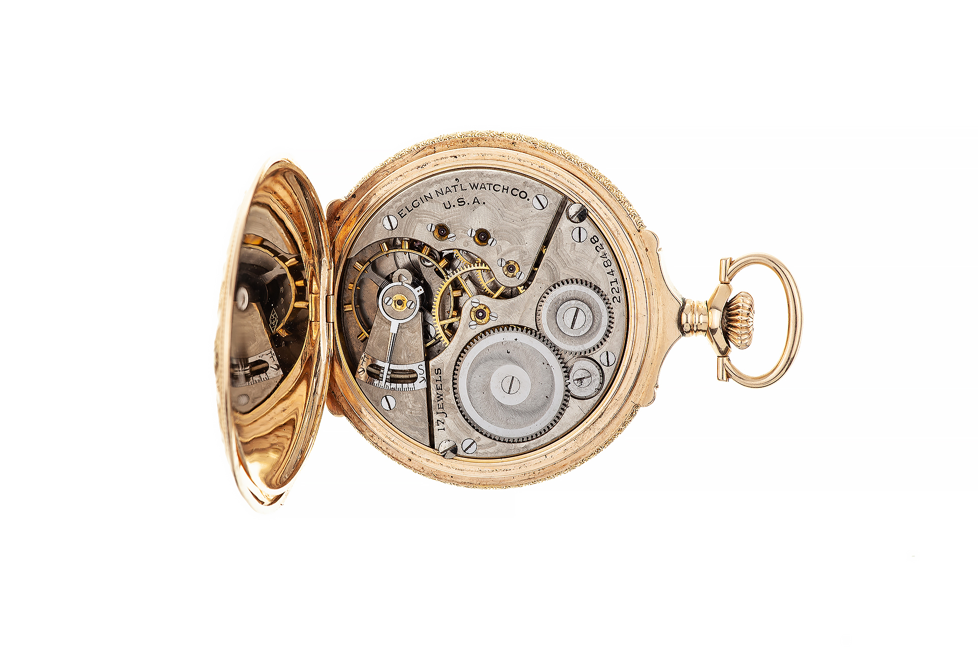 Elgin TriColor Gold Pocket Watch with Stag, circa 1920 Witherell's