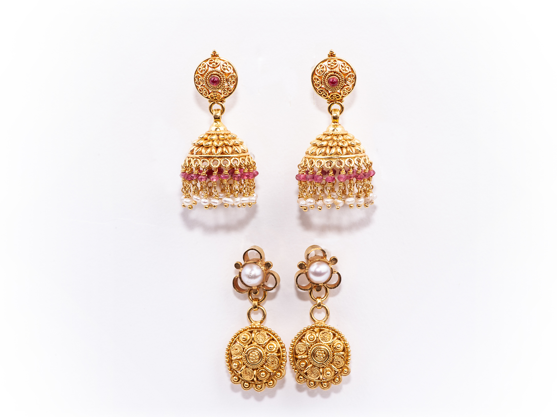 Pearl Ruby 22k Earrings | Witherell's Auction House