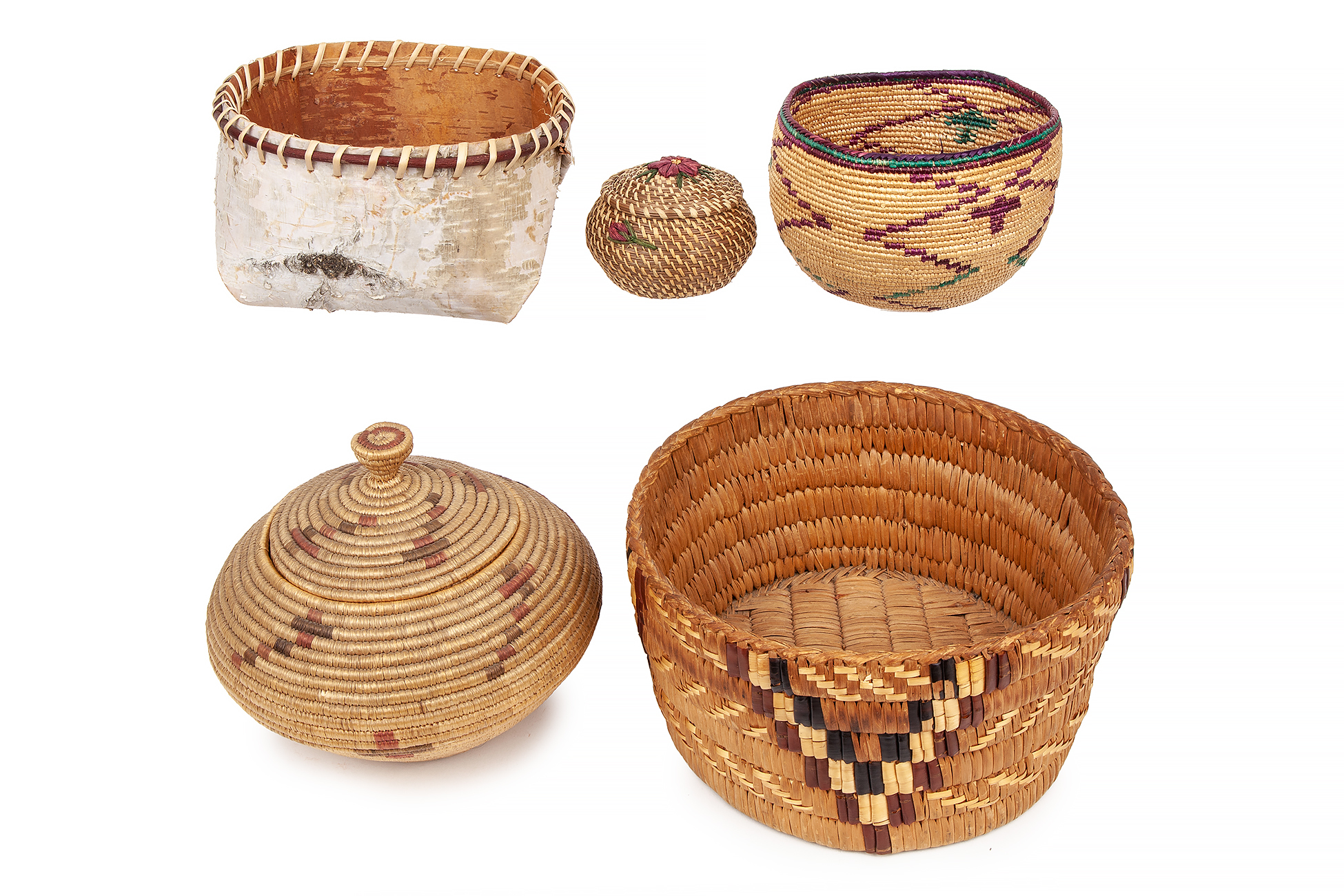 Five Assorted Indian Baskets Witherell's Auction House