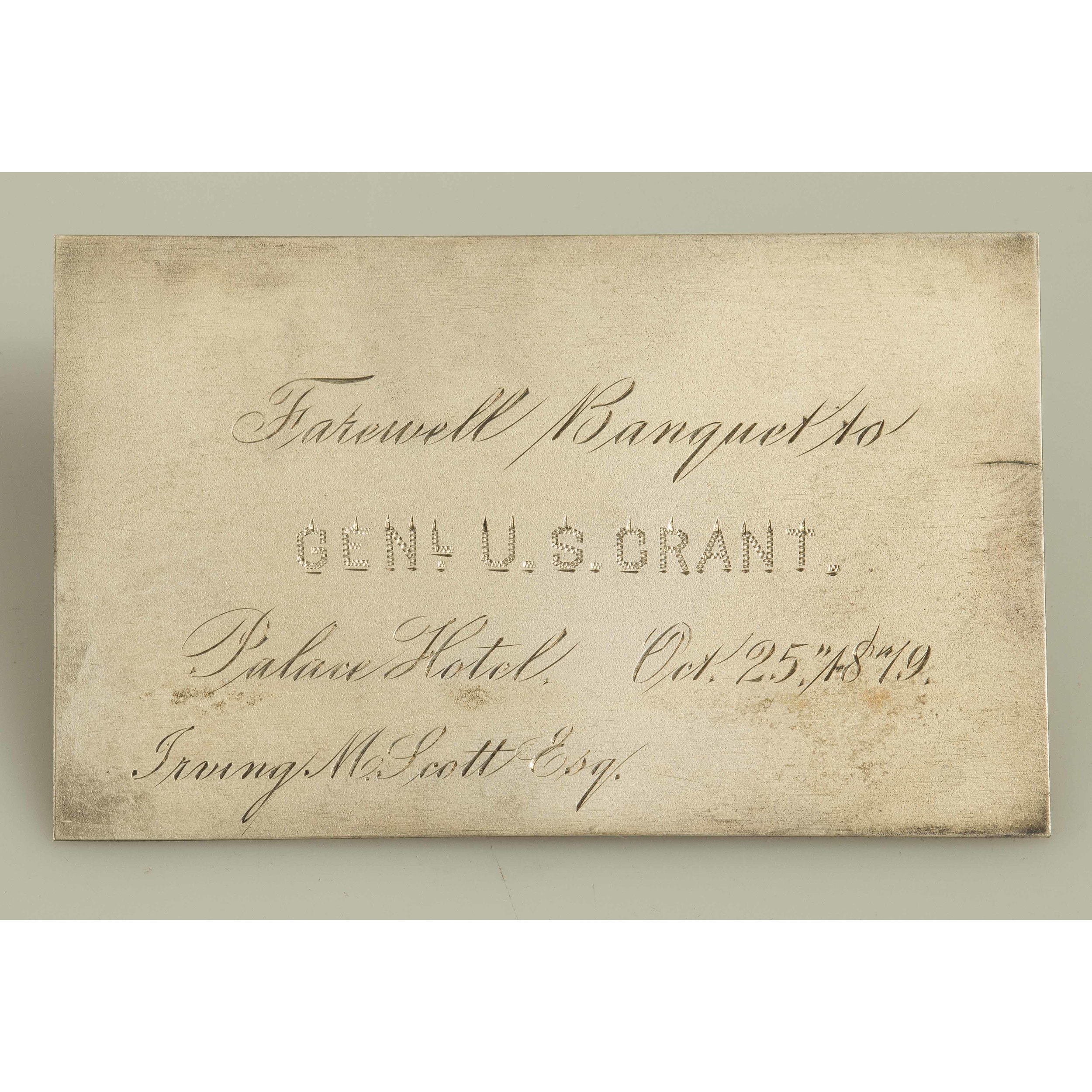 sterling place card for the san francisco farewell banquet