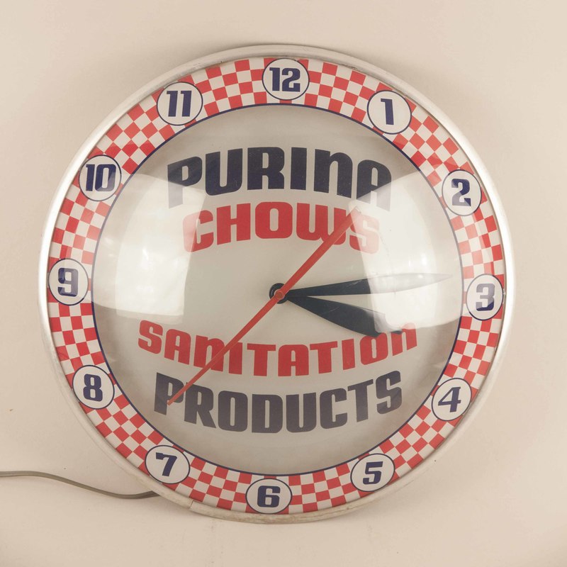 Purina Chows Double Bubble Lighted Clock Witherell's Auction House