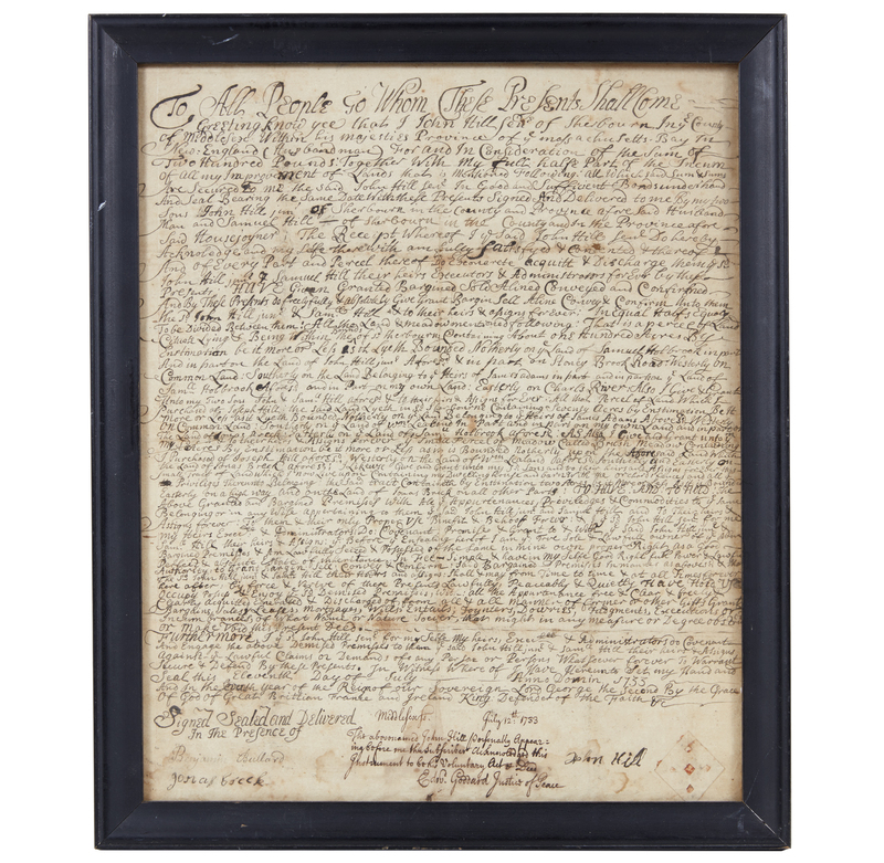 1733 Colonial Land Grant Witherell's Auction House