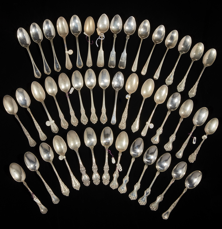 44 Assorted Sterling Silver Teaspoons Witherell's Auction House