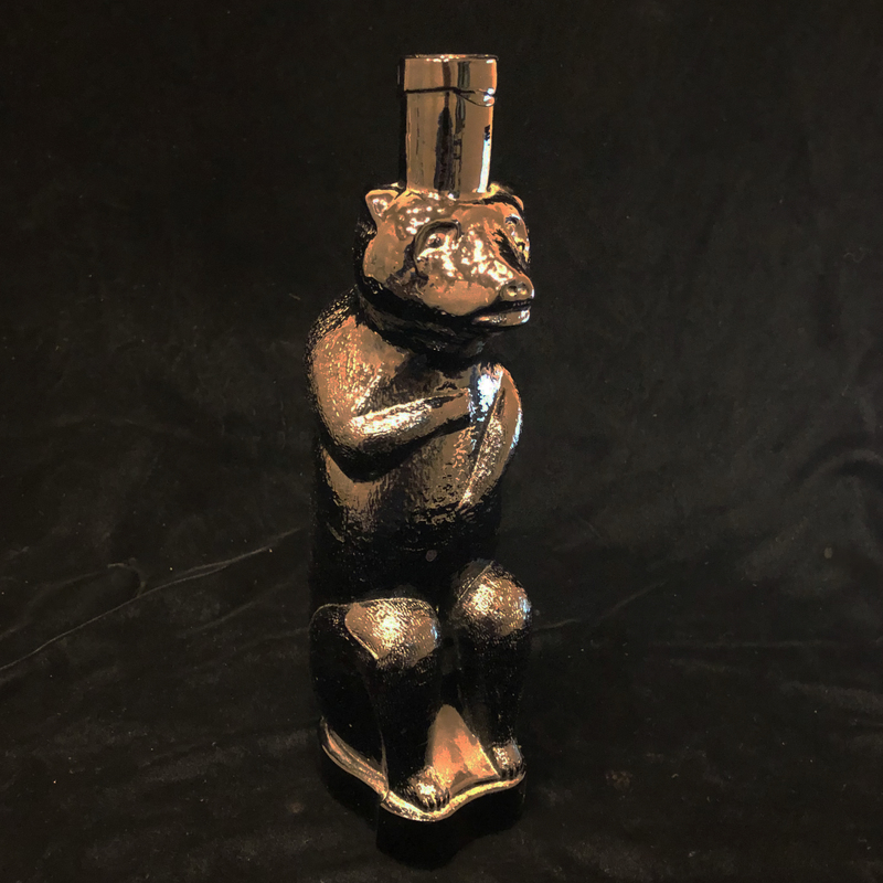 Antique Smirnoff Kummel Black Glass Bear Liquor Bottle Witherell's