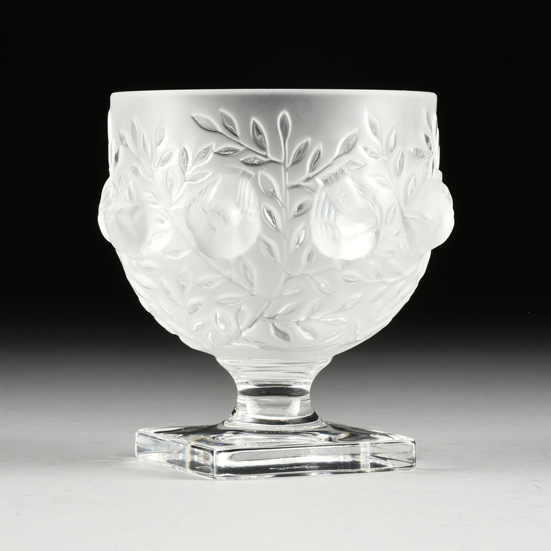 A LALIQUE "ROSES" SQUARE CRYSTAL BOWL AND "ELISABETH" CRYSTAL VASE